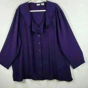 Studio C Plus Women’s Blouse 26/28 Purple Long Sleeve Very Nice!